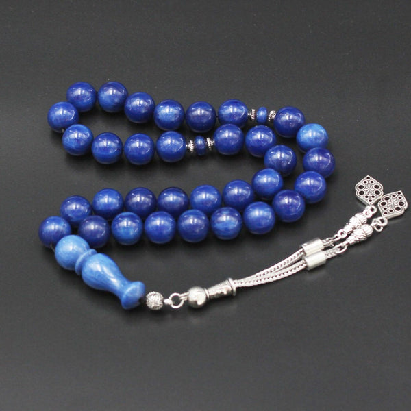 Rosary Miski Debsorashi , Blue color , Medium bead ,made with durable fluorocarbon thread and a tassel made of antimony and metal