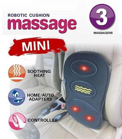 Robotic pillow for massage and heating, for the office or car, 3 programs for back pain massage, electric massager with heat, remote control, can be connected to the car with a lighter plug