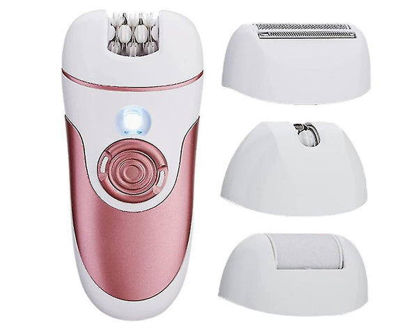 جهاز إزالة الشعر للنساء 4 في 1، مزود بضوء ليد , ملقط كهربائي رفيع و عريض , مع رأس بادي كير , لاسلكي قابل لإعادة الشحن عبر USB