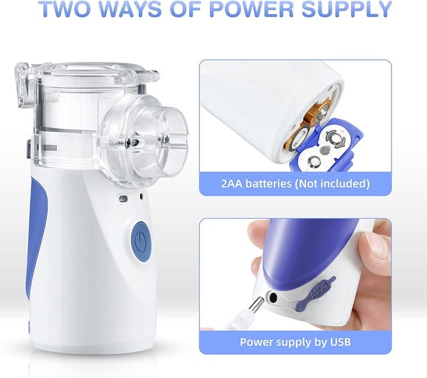 Portable Home Inhaler with Dual Nebulization Modes, Operates on Battery or USB Adapter