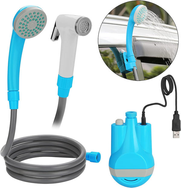 Portable shower pump with bidet, water pump with a capacity of 2.5 liters/min. Large rechargeable battery for long-time operation.