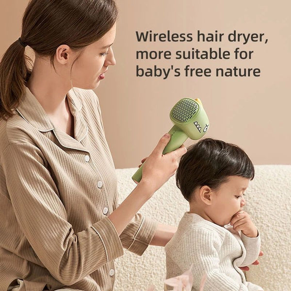 Baby Hair Dryer, Mini Cordless Hair Dryer for Toddlers, Quiet Sound, Suitable Temperature for Baby Hair and Skin(0-3 Years), also Better for Thin Adult Hair