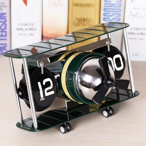 Flip numbers desk Clock with a beautiful and distinctive Design - Gliding plain- a great gift for office décor_F029