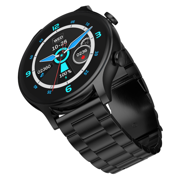 G-tab GT6 Deluxe Smart Watch with 1 Extra Leather Strap Black - 300mAh Battery IP68 Waterproof, Smart Calling
