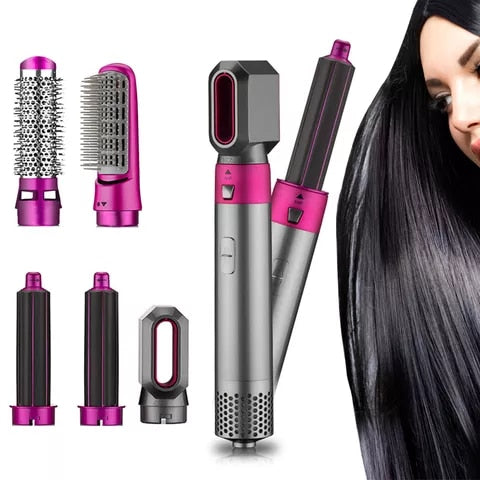 Hair styling and curling set 5in1, with 5 different heads, for drying, styling, curling, and straightening