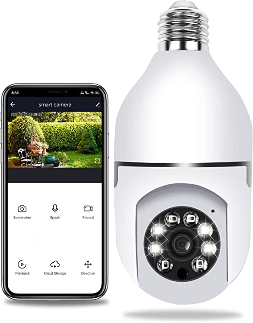 Camera Smart light bulb, with high definition, Wi-Fi, night vision, and 360° motion control for home monitoring